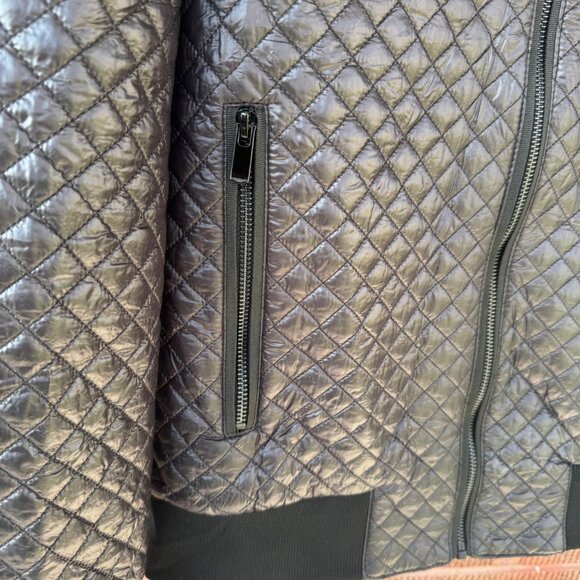 Maceoo Mens Size XL Park MGM Quilted Bomber Jacket Black Zip Closure Pockets - Picture 5 of 10